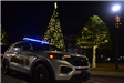 Sheriff Cruiser next to Christmas lights